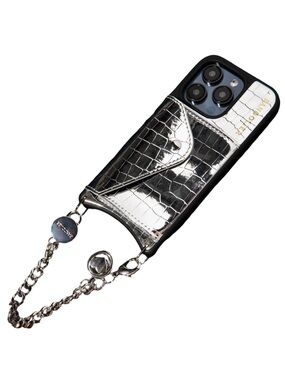 🪙 Bandolier Silver Croc Wallet Phone Case w Chain Strap 🪙 IPhone 15 pro max 🪙